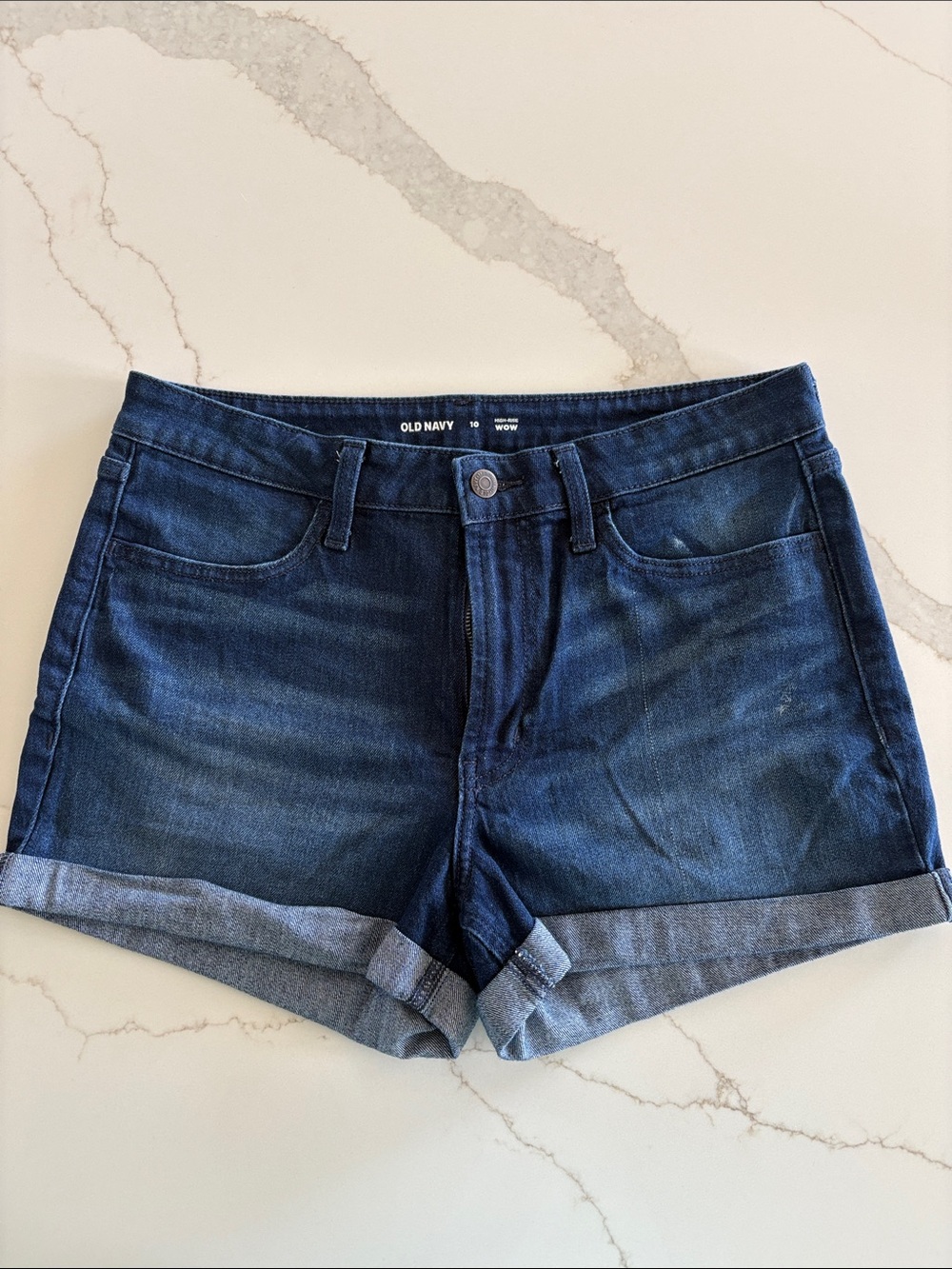 Old Navy High Rise Wow Dark Blue Rolled Cuff Denim Shorts